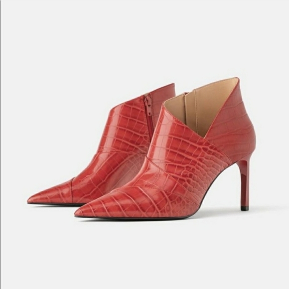 red leopard print ankle boots